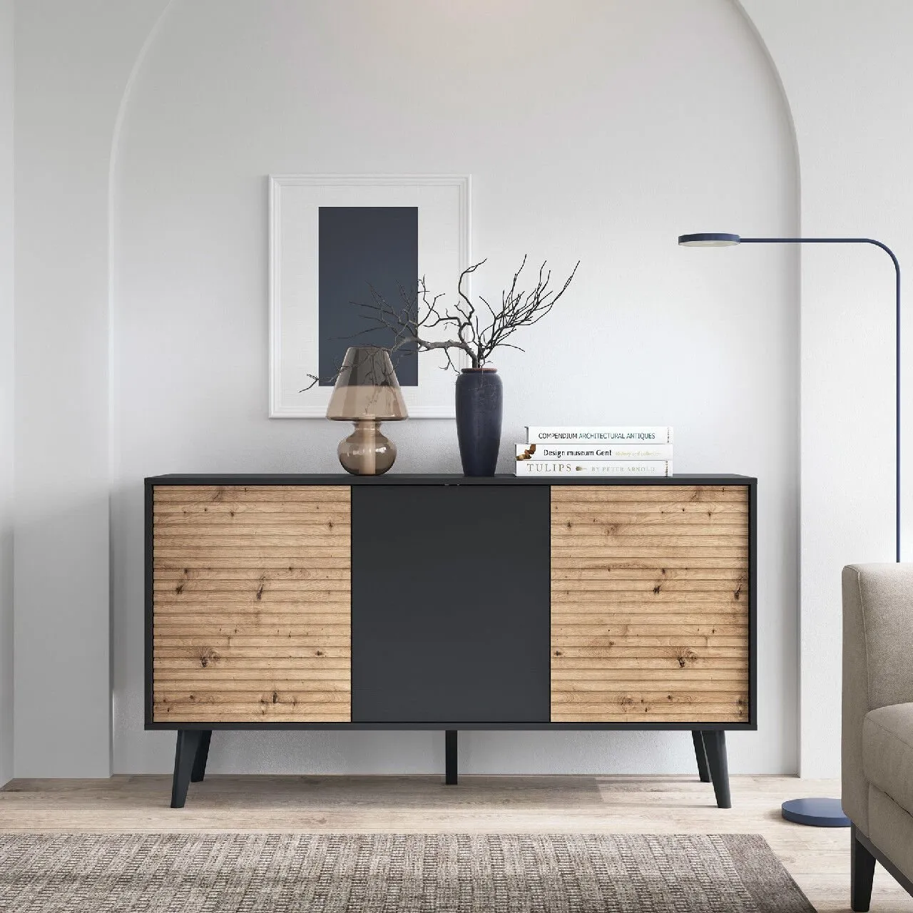 Komoda WILLOW 04 czarny / dąb artisan - obrazek 5