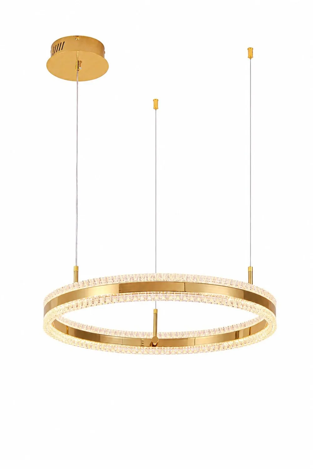 Lampa wisząca ARKADIA LED 60 cm - złoty połysk z kryształowym pierścieniem - obrazek 6