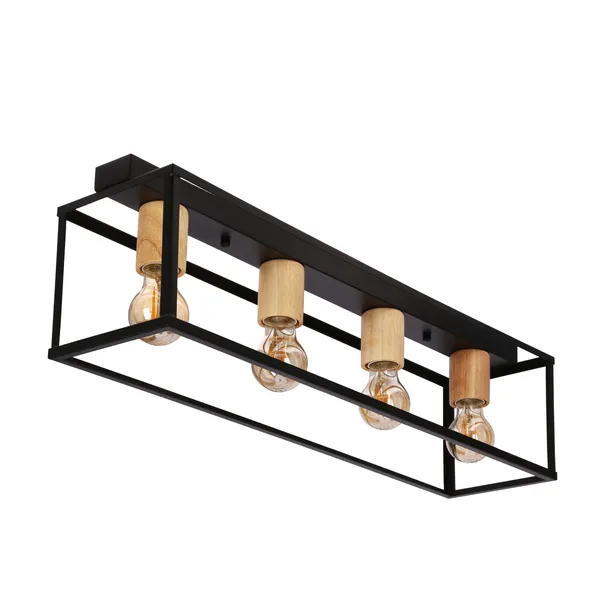 RETRO LAMPA SUFITOWA CZARNY 4X40W E27 KLOSZ CZARNY