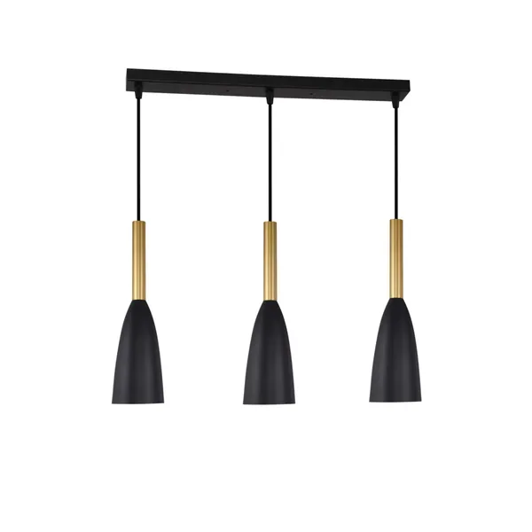 Lampa wisząca Solin 3 czarno-złota 3xE27