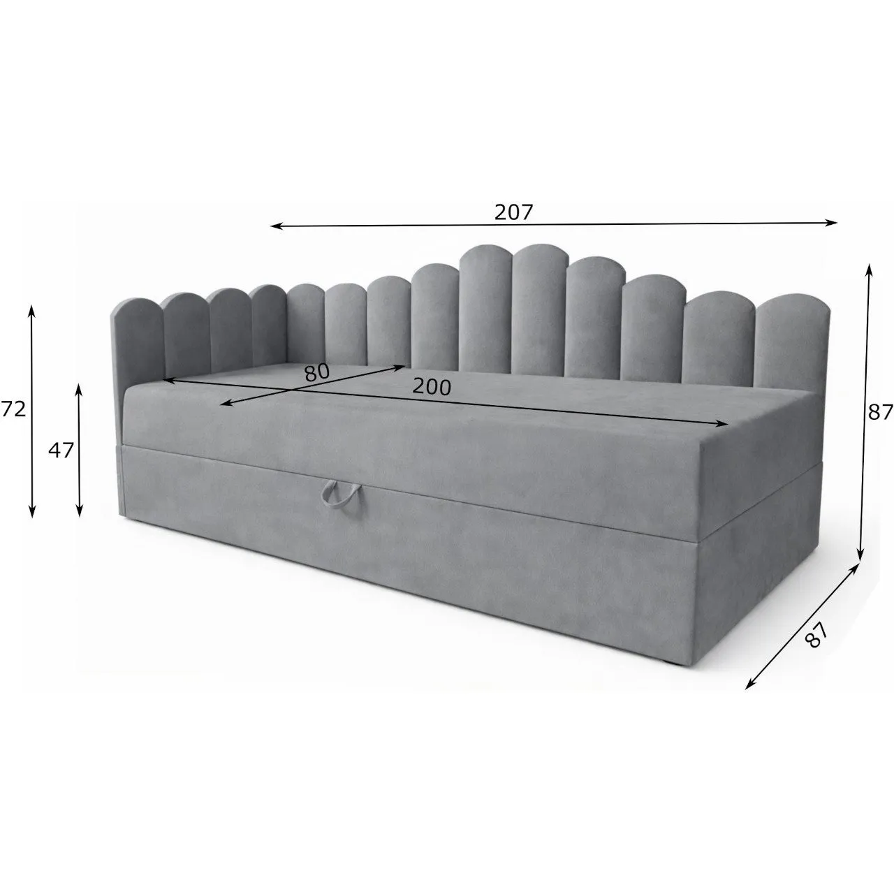Łóżko dziecięce tapicerowane 80x200 NELA royal 33 lewe - obrazek 4