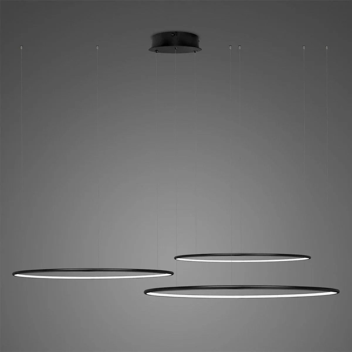 Lampa wisząca Ledowe Okręgi No.3 80cm 4k czarna