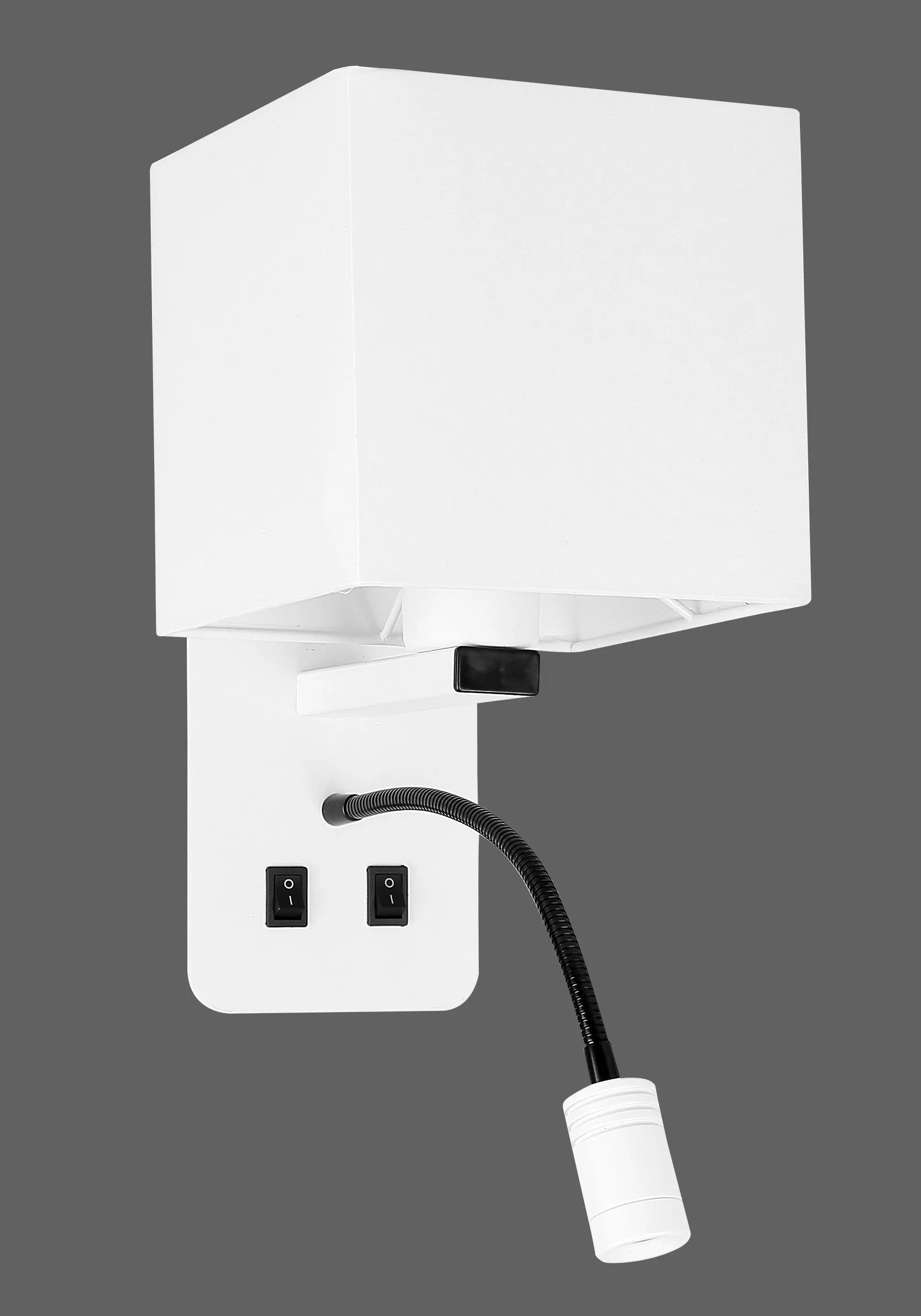 MAGNUM 2 LAMPA KINKIET PROSTOKĄTNY 1X40W E27+3W LED ABAŻUR KWADRAT BIAŁY - obrazek 3