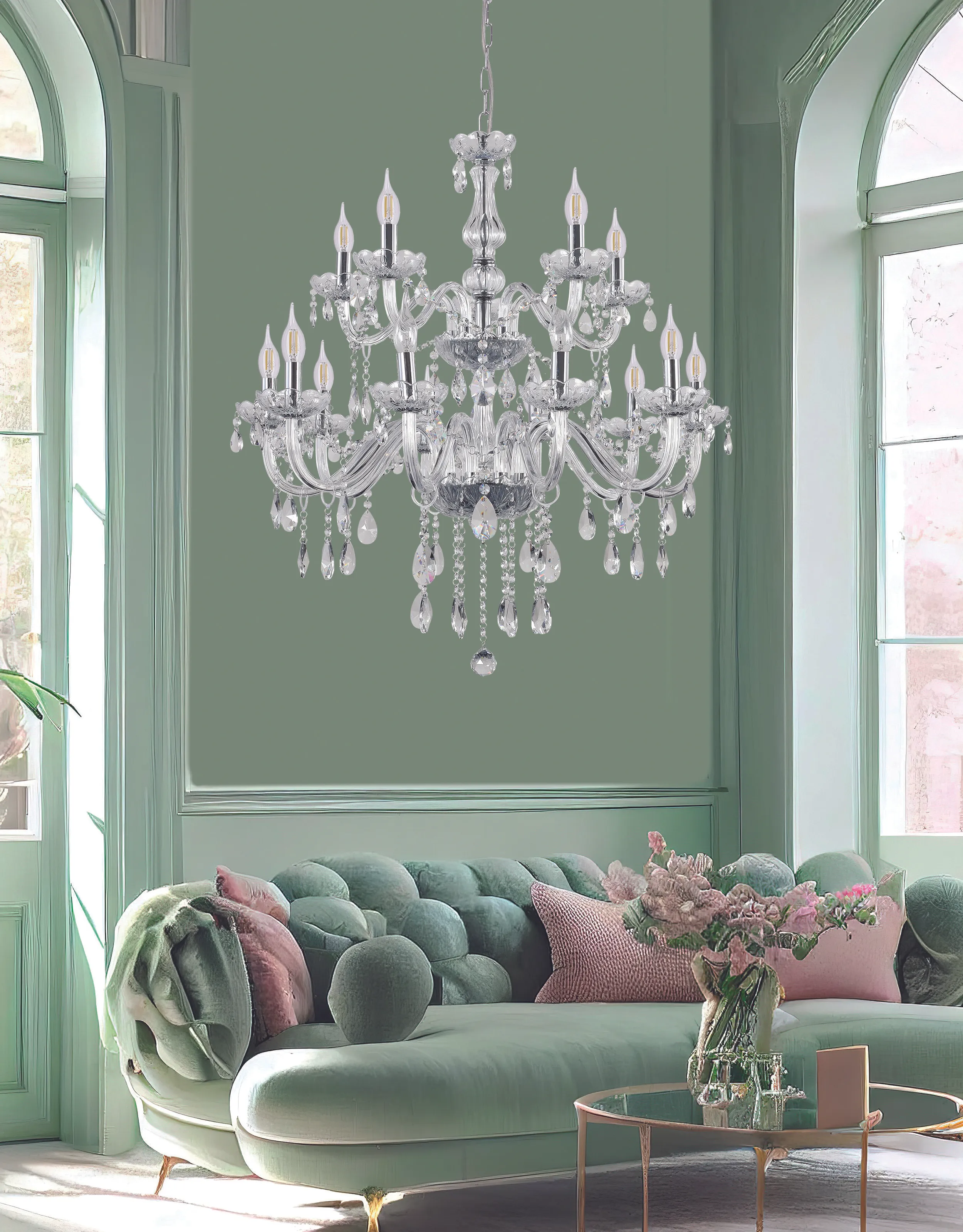 Cristallo lampa wisząca chromowy 15x40W E14 transparentny - obrazek 2