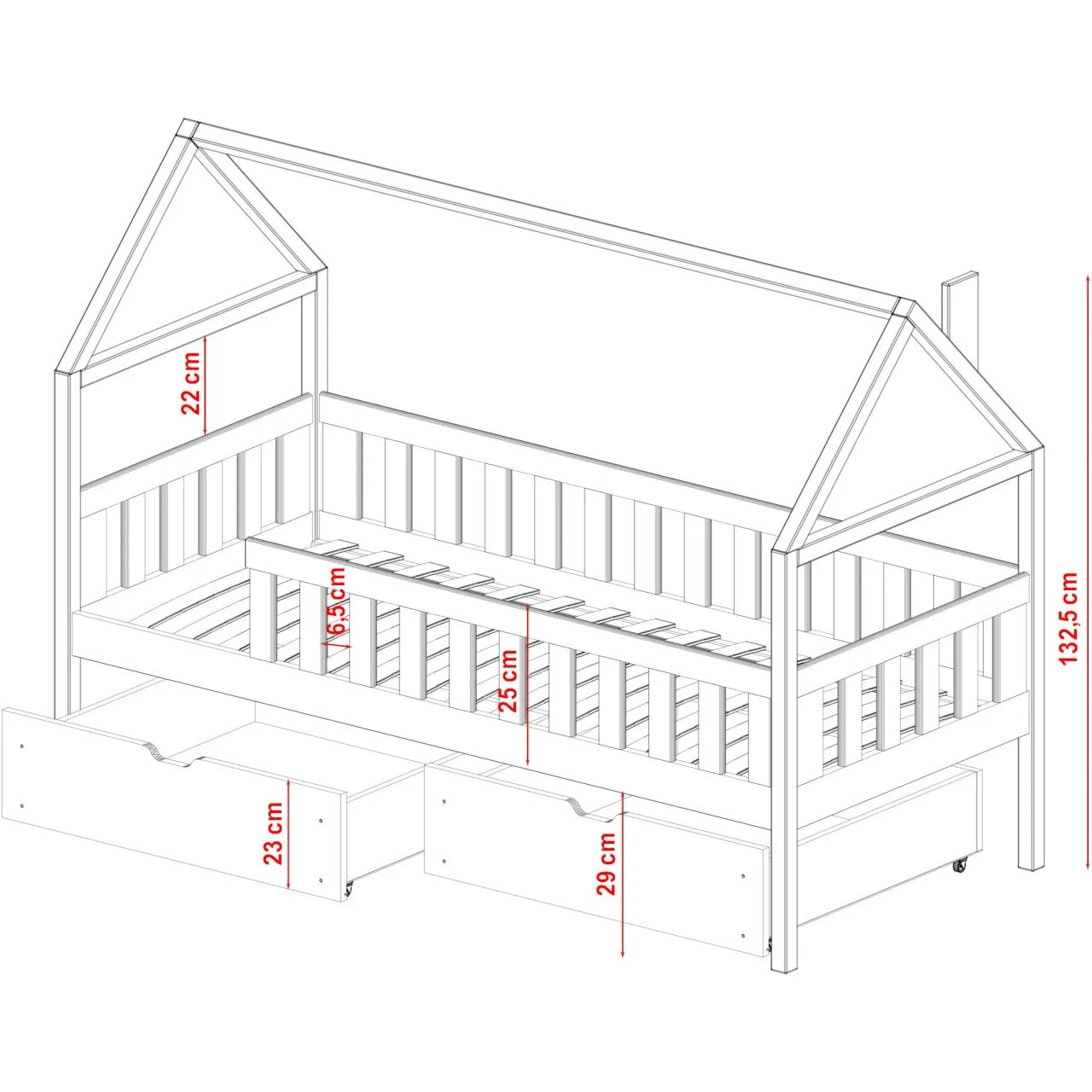 Drewniane łóżko dziecięce CASA 90x190 - obrazek 7