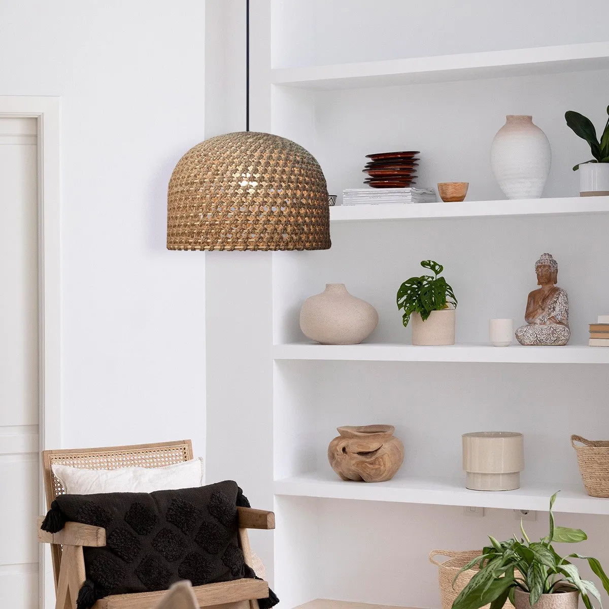 Rattanowa lampa wisząca Kanso 40 cm jasne drewno 1xE27 - obrazek 9