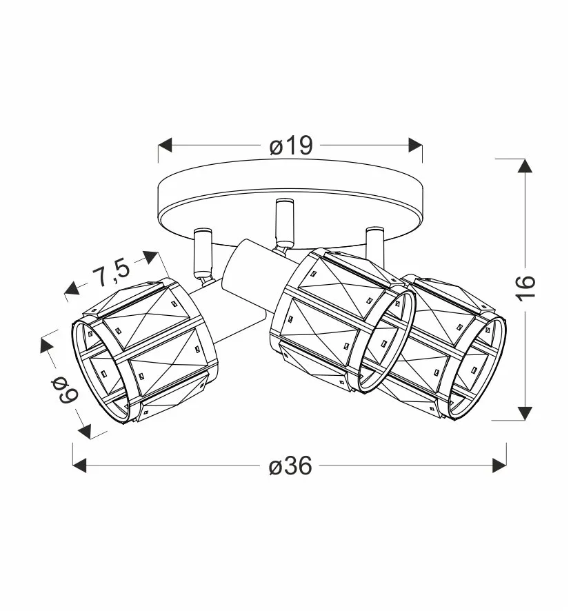 DUBAI LAMPA SUFITOWA PLAFON SAT ZŁOTY 3X40W E14 KLOSZ ZŁOTY Z KRYSZT TRANSP - obrazek 3