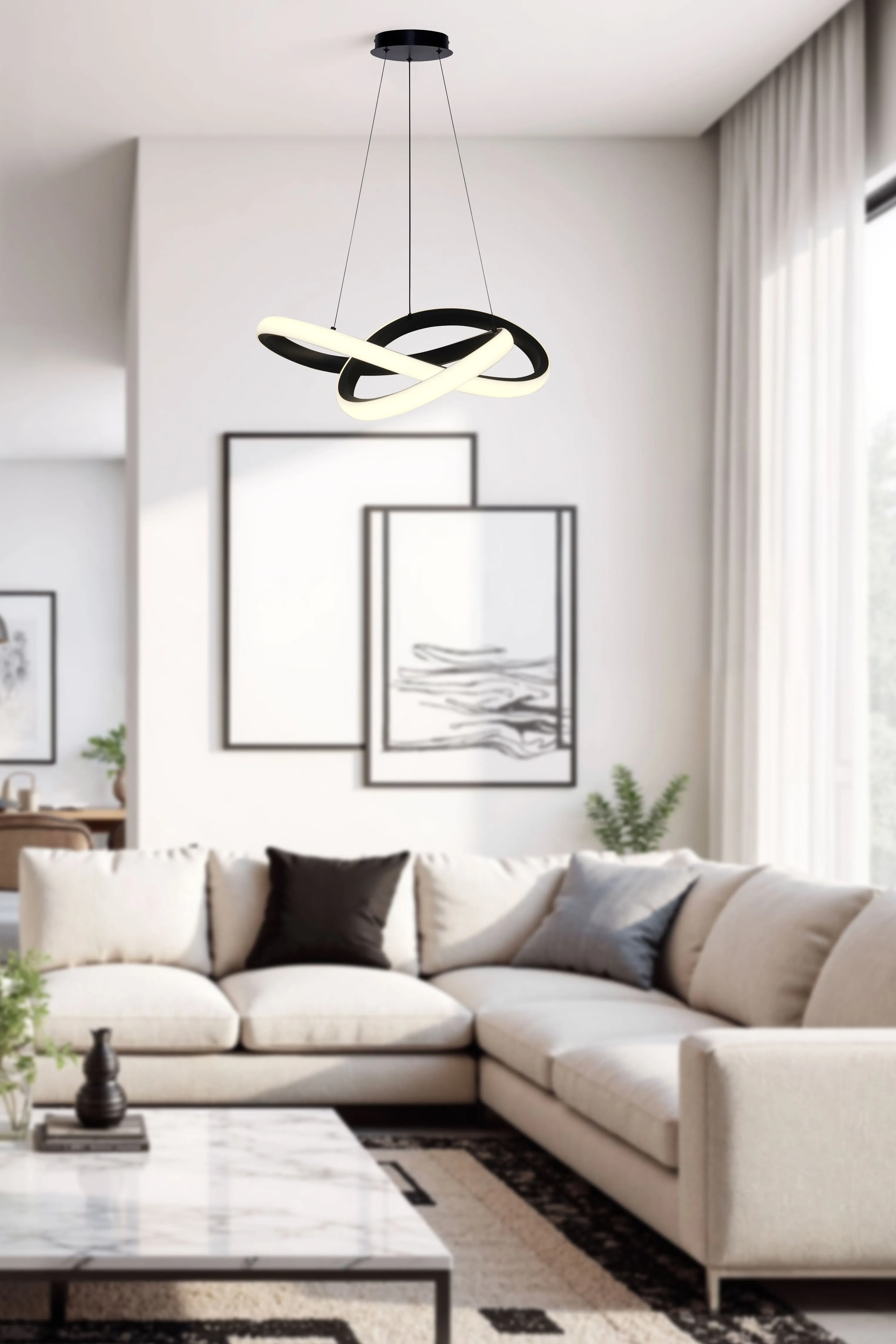 SPLOT lampa sufitowa czarny 32W LED 3000, 4000, 6000K osłonka biała - obrazek 2
