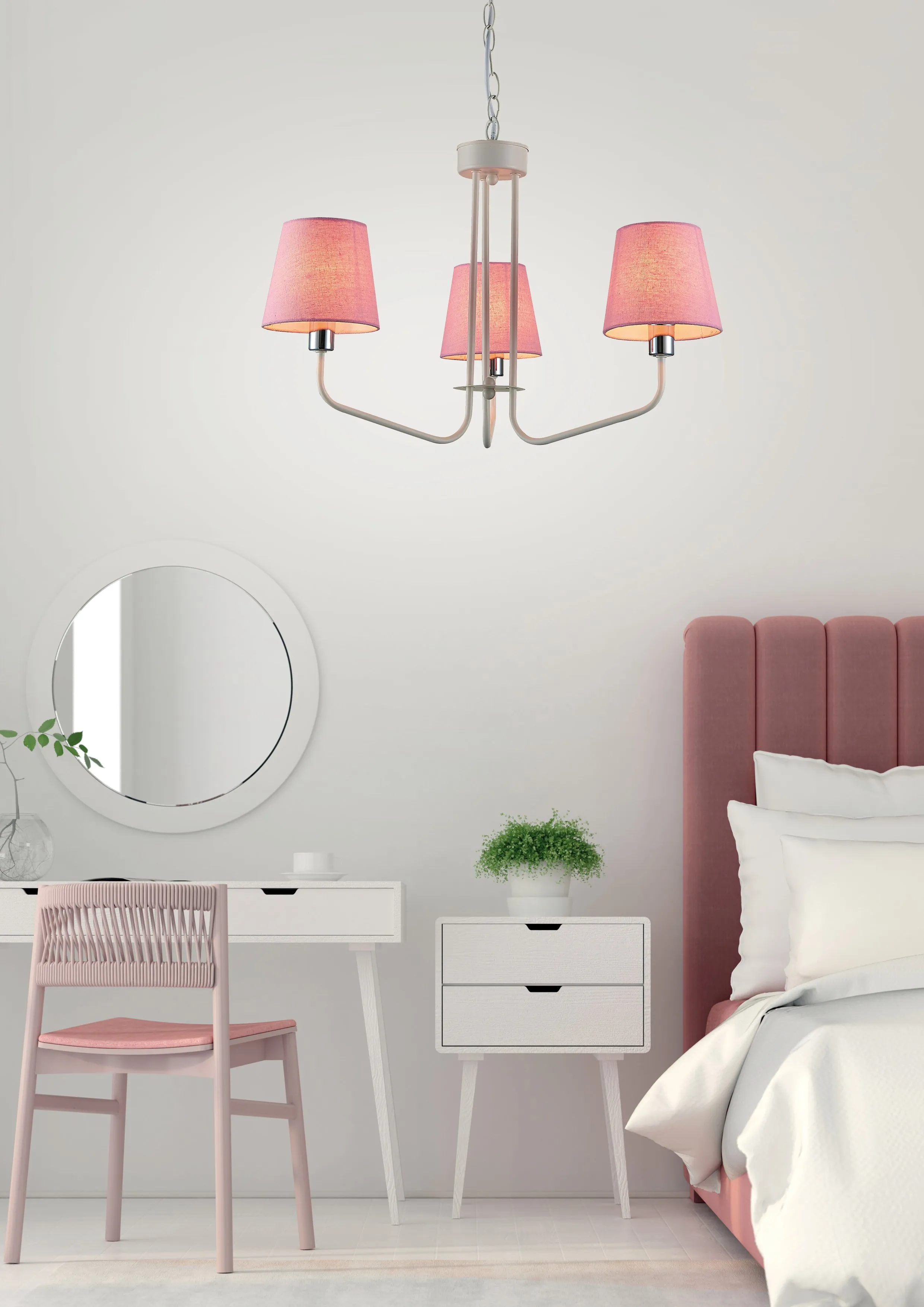 LAMPA WISZĄCA YORK 3 BIAŁY RÓŻOWY - obrazek 2