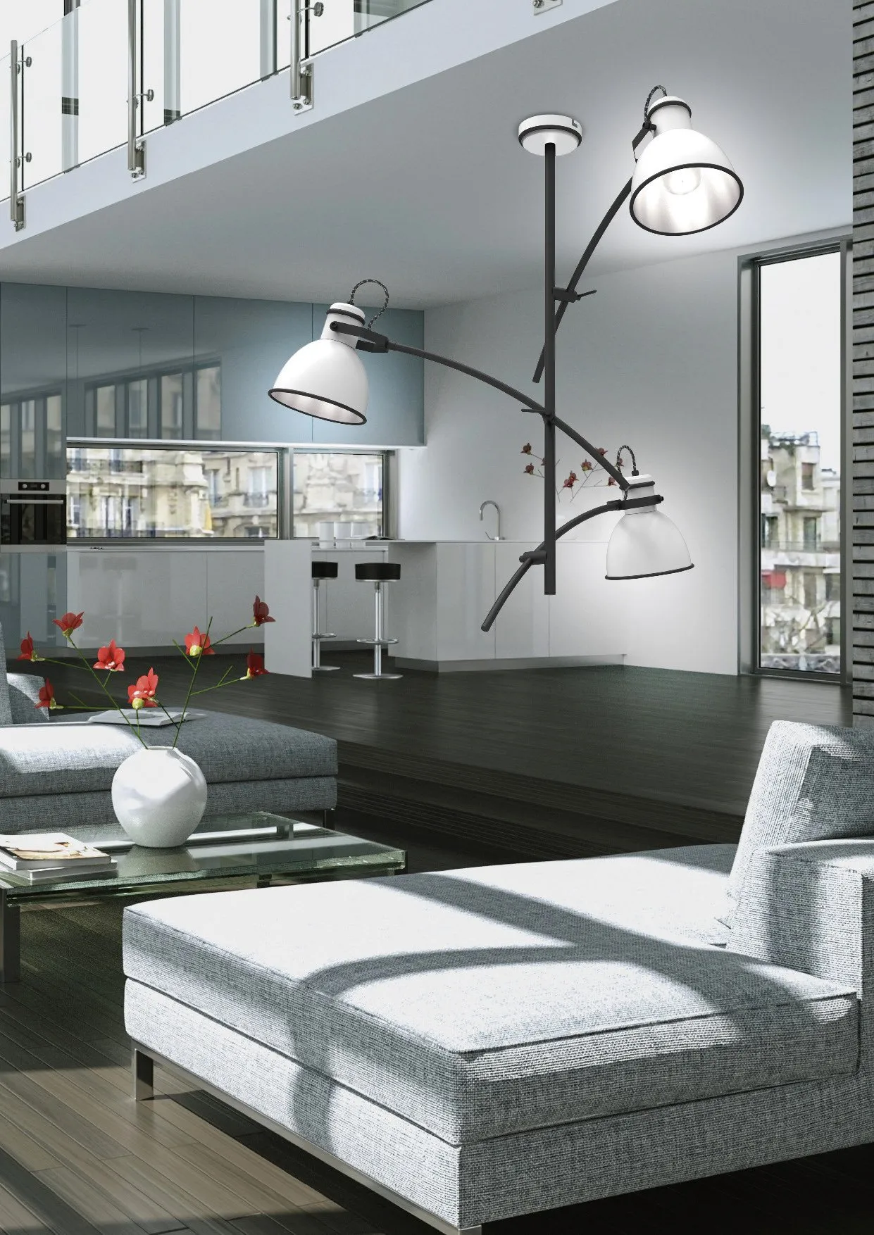 ZUMBA LAMPA WISZĄCA 3X60W E27 BIAŁY+CZARNY - obrazek 2