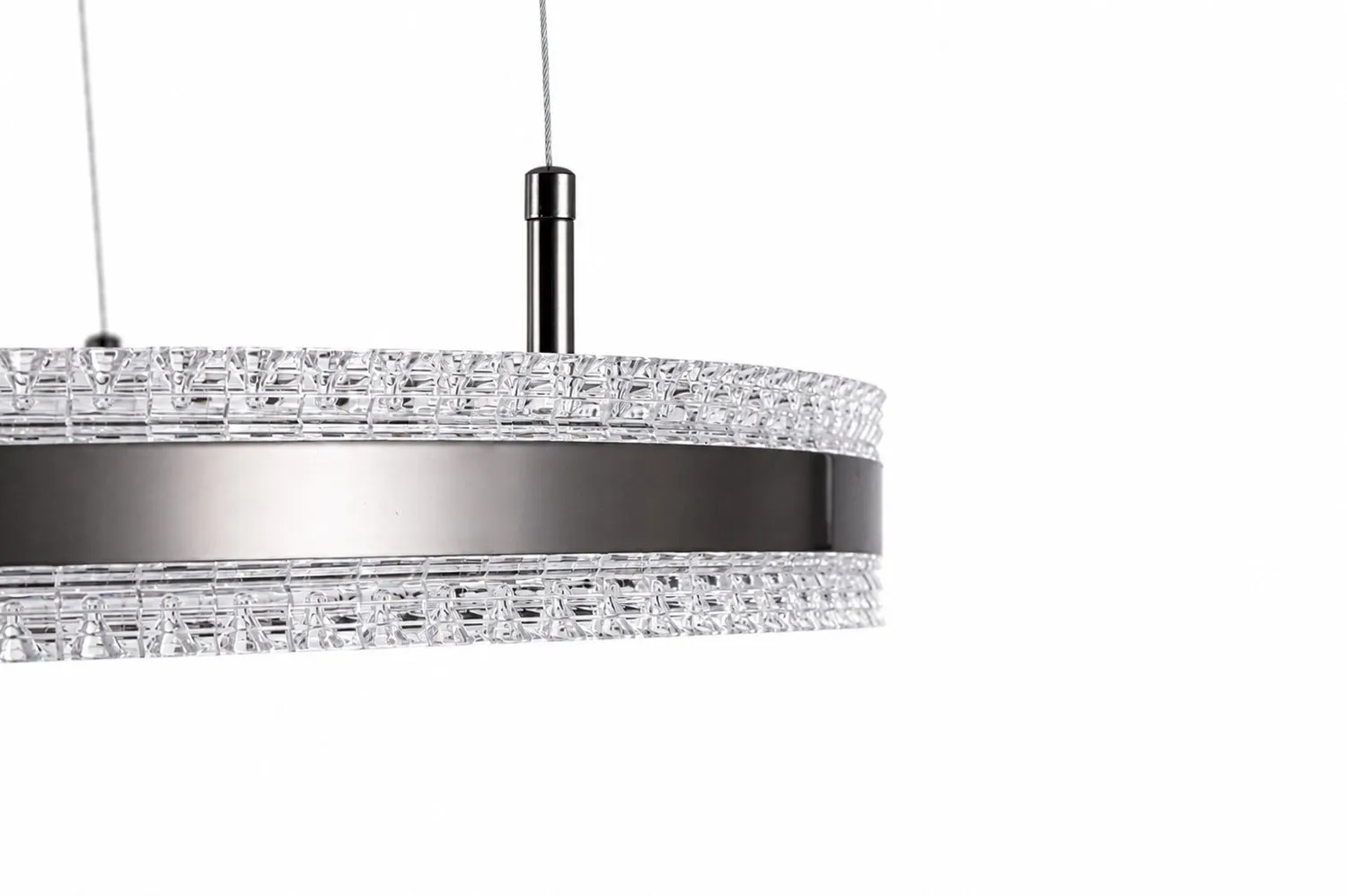 Lampa wisząca ARKADIA LED 60 cm - tytanowa z kryształowym pierścieniem - obrazek 6