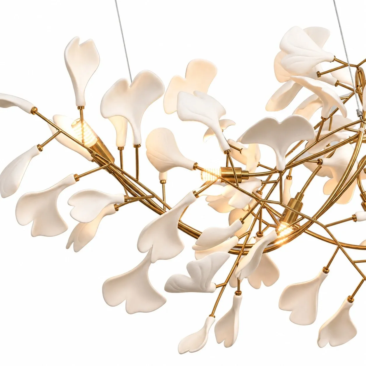 Lampa wisząca BOTANIKA GOLD XL 265 cm - złota i biała porcelana, G9 - obrazek 8
