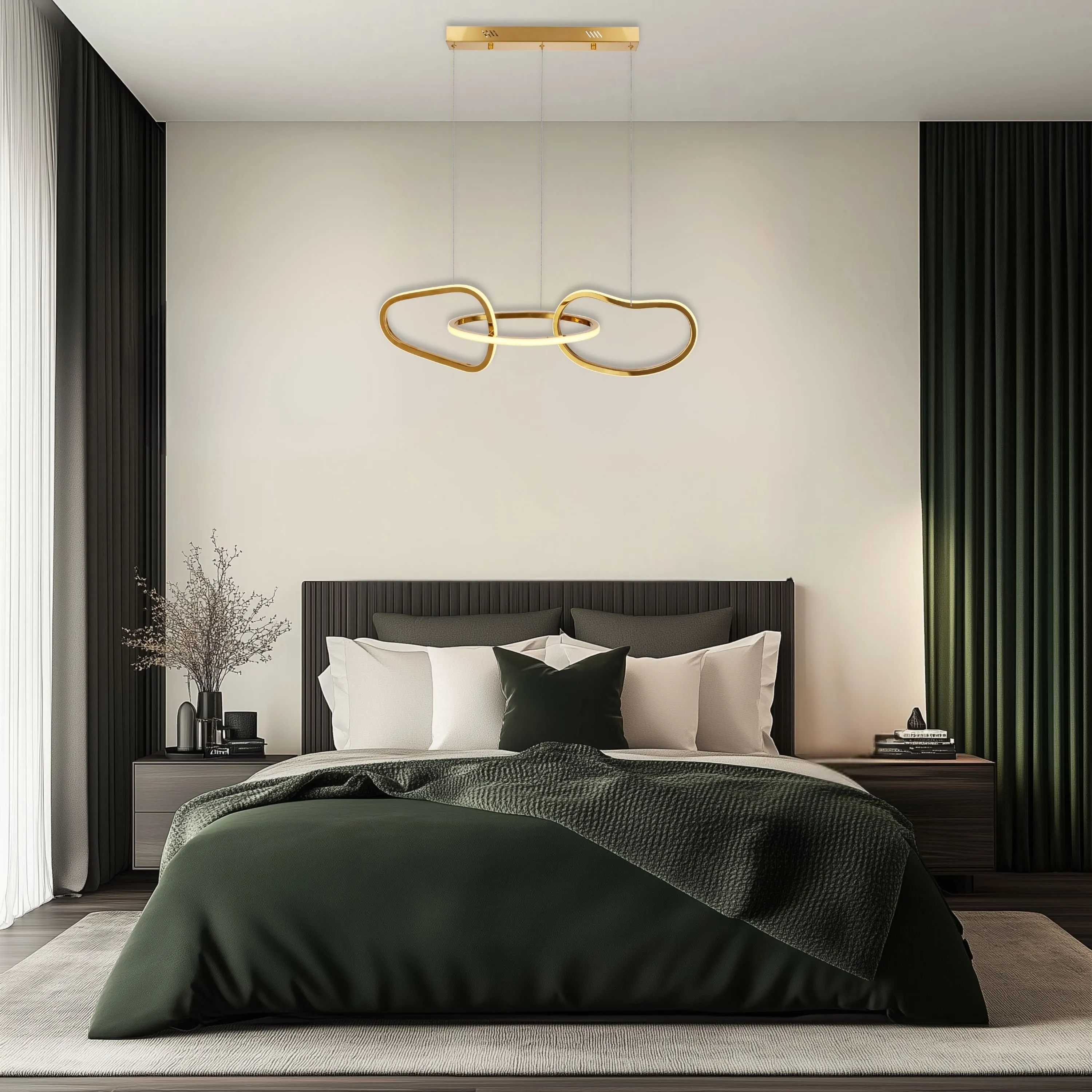 Lampa wisząca ANNELI elegancka – złota nieregularna forma 125 cm – designerska lampa salonu i jadalni LED 3000K - obrazek 3