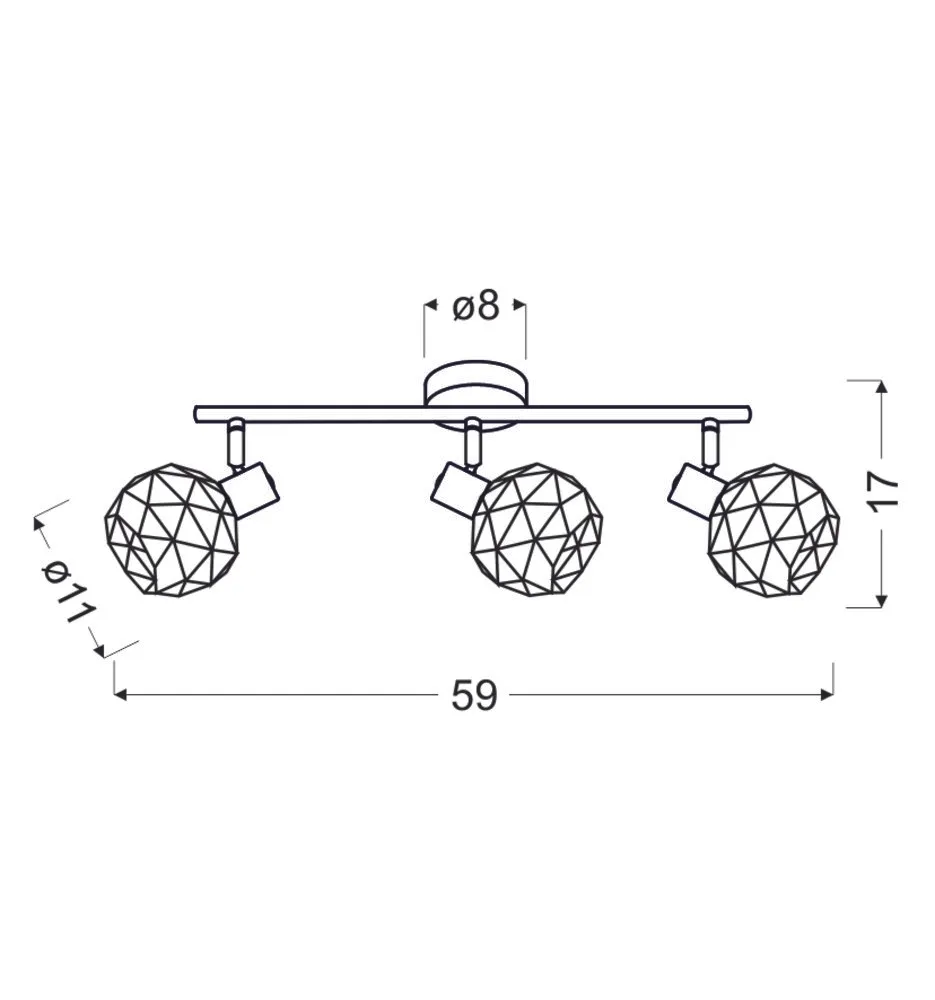 ACROBAT LISTWA 3X40W E14 CZARNY KLOSZ MIEDZIANY - obrazek 2