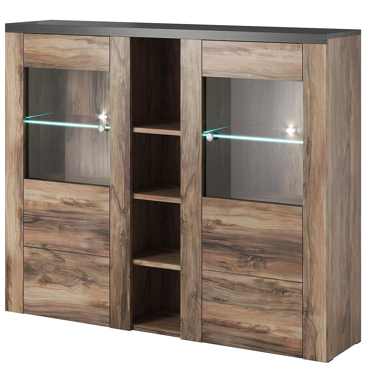 Witryna LORAN LO46 satin nussbaum / touchwood