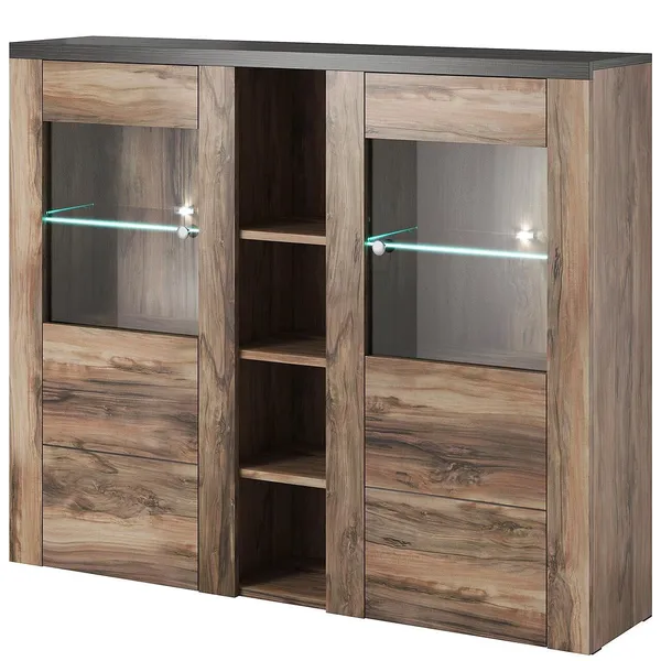 Witryna LORAN LO46 satin nussbaum / touchwood