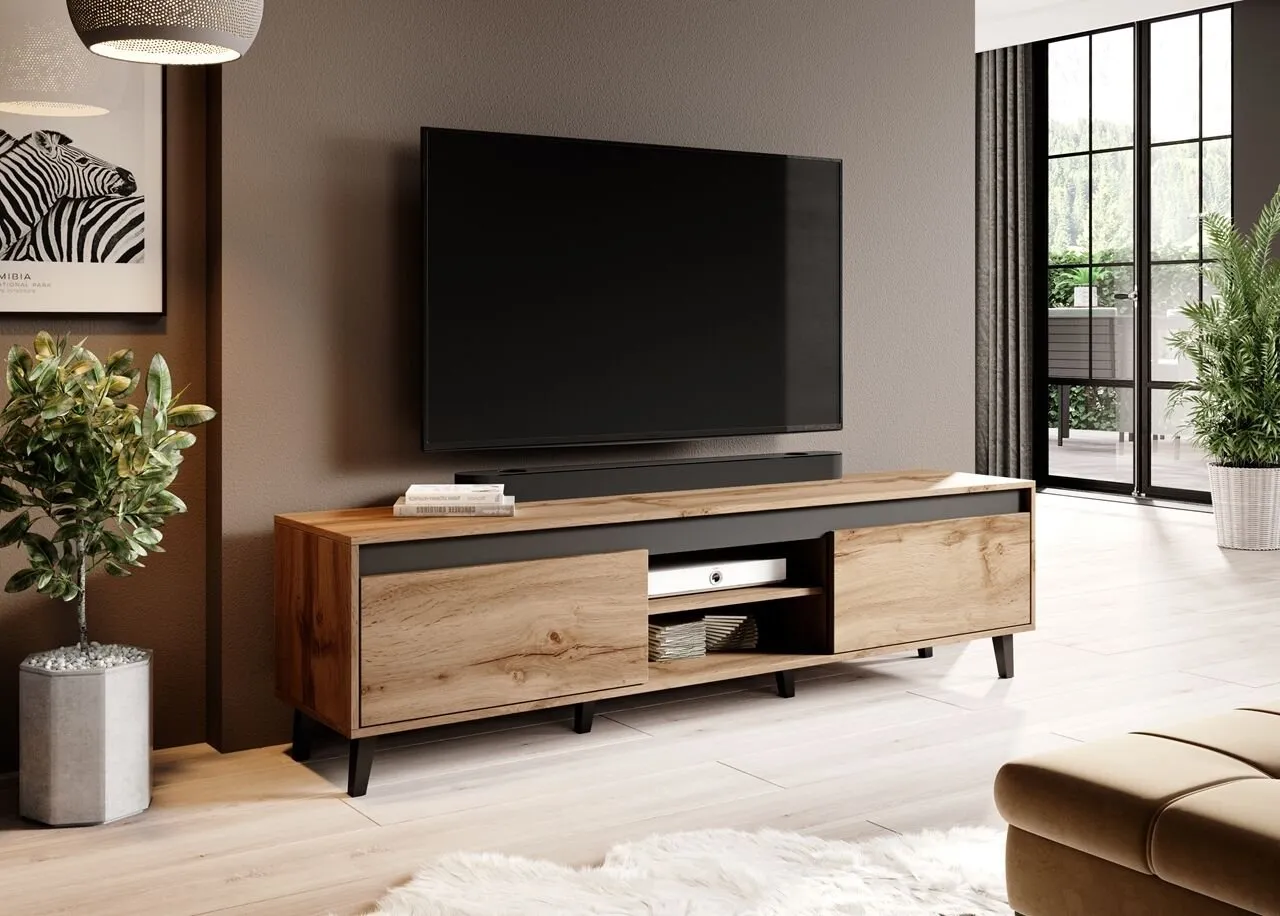 Komoda RTV NORDI II 170 dąb wotan / antracyt - obrazek 3