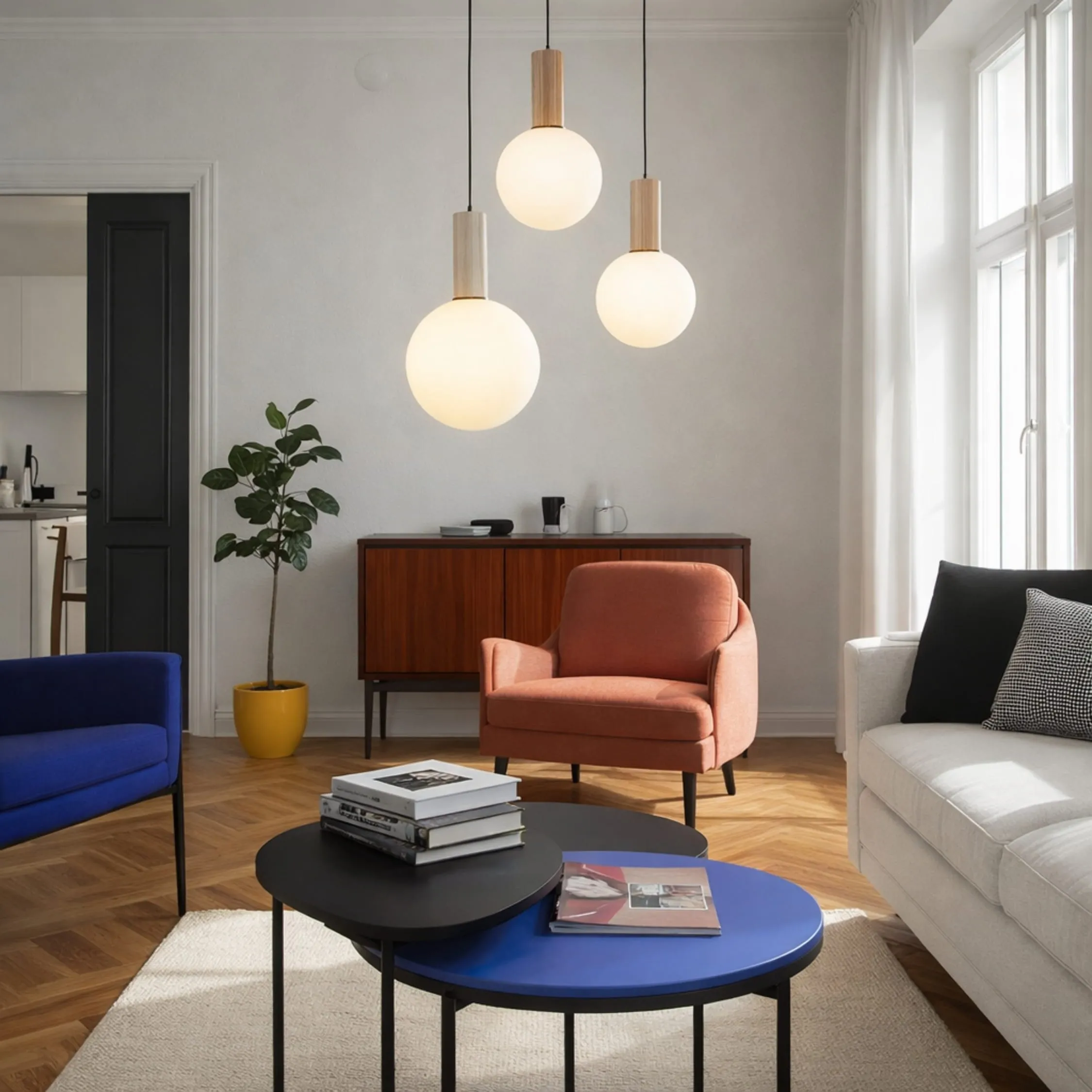 TESTA lampa wisząca talerz beżowa 3x10W G9 klosz biały - obrazek 3