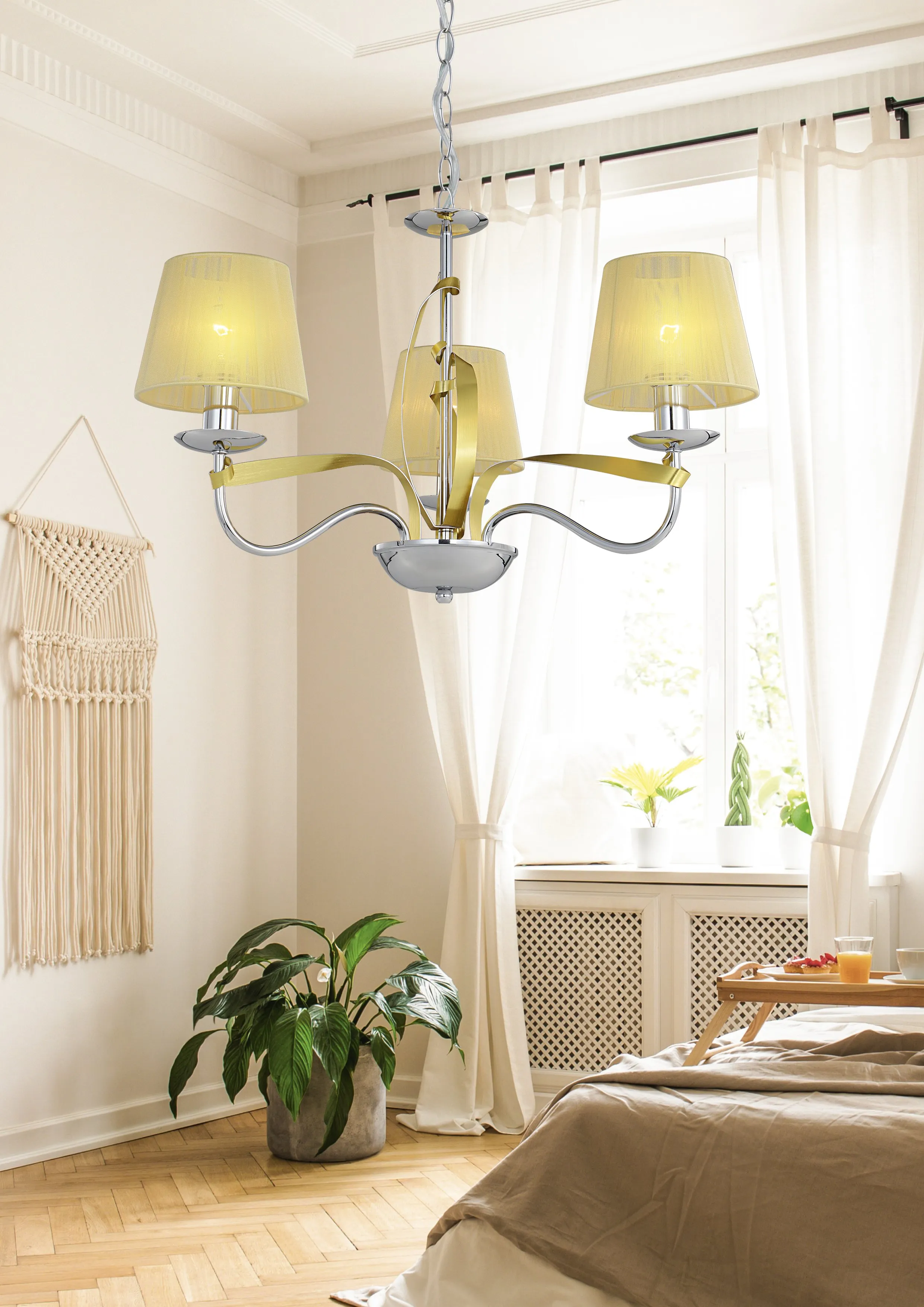 DIVA LAMPA WISZĄCA 3X40W E14 CHROM/ZŁOTY - obrazek 2