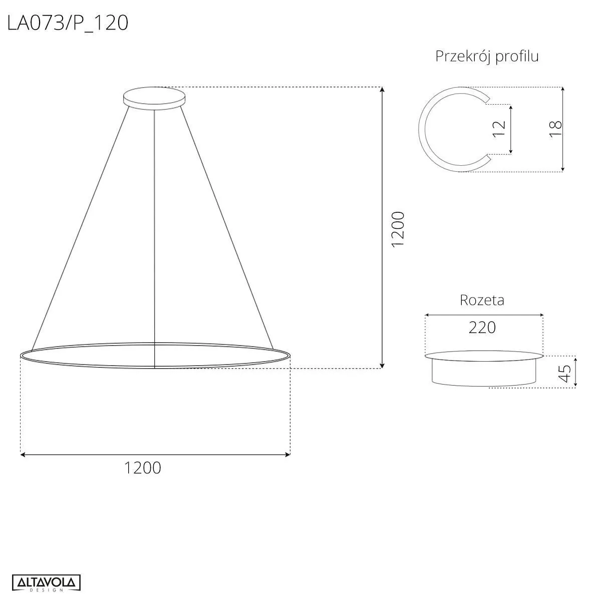 Lampa wisząca Ledowe Okręgi No.1 120cm 2700k czarna ściemnialna - obrazek 2