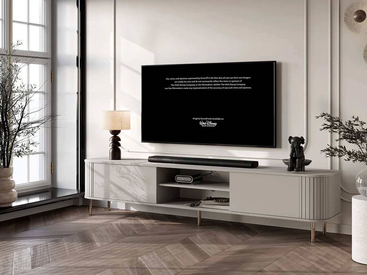 Komoda RTV 220 2K ZENO kaszmir / złoty - obrazek 3