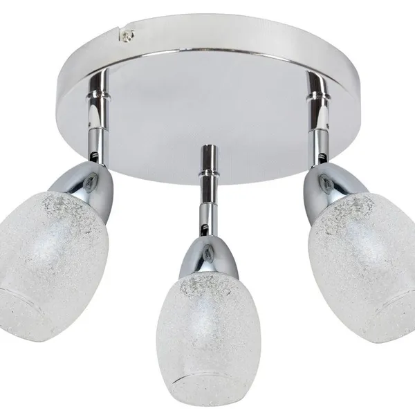 RICO LAMPA SUFITOWA PLAFON 3X6W LED SMD GŁÓWKA OKRĄGŁA 1E Z PRZEGUBEM KD SYSTEM KLOSZ WYMIENNY CHROM/BEZBARWNY