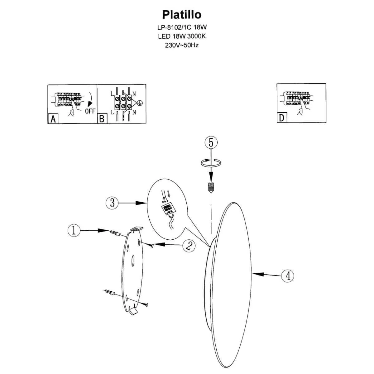 Plafon Platillo 16 cm biały LED 3000K - obrazek 7