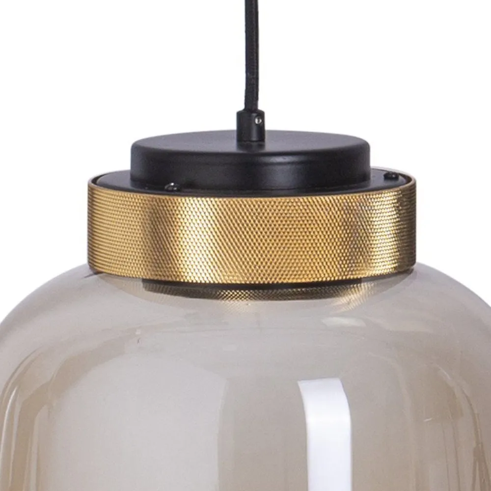 Lampa wisząca BOOM 25 cm - LED, klosz bursztynowy, wykonczenie złote - obrazek 5