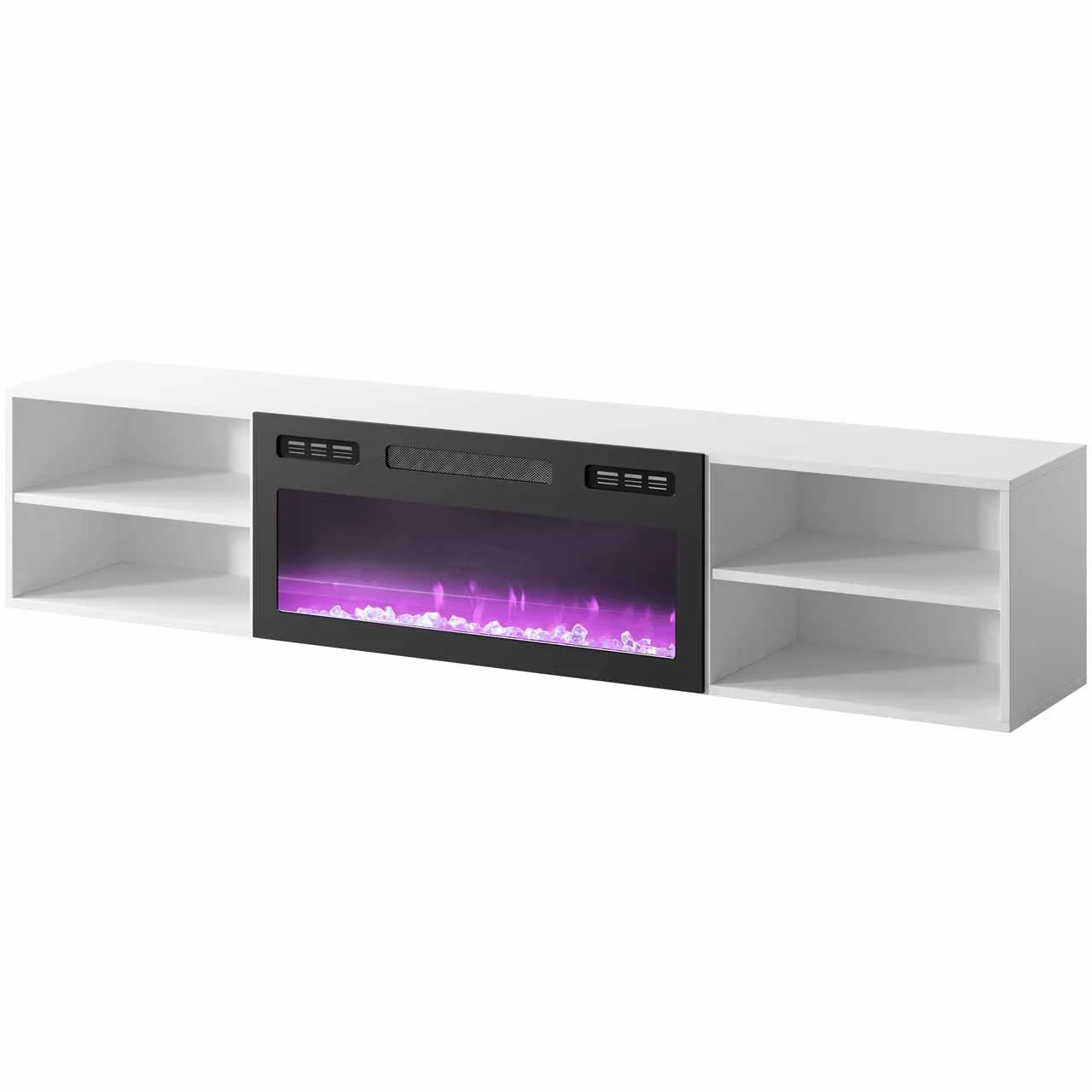 Komoda RTV LOOP 180 EF biała / kominek czarny - obrazek 3
