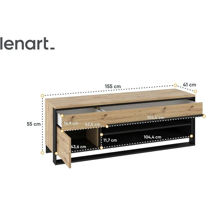 Meble do salonu QUANT 1 dąb artisan + czarny - obrazek 5