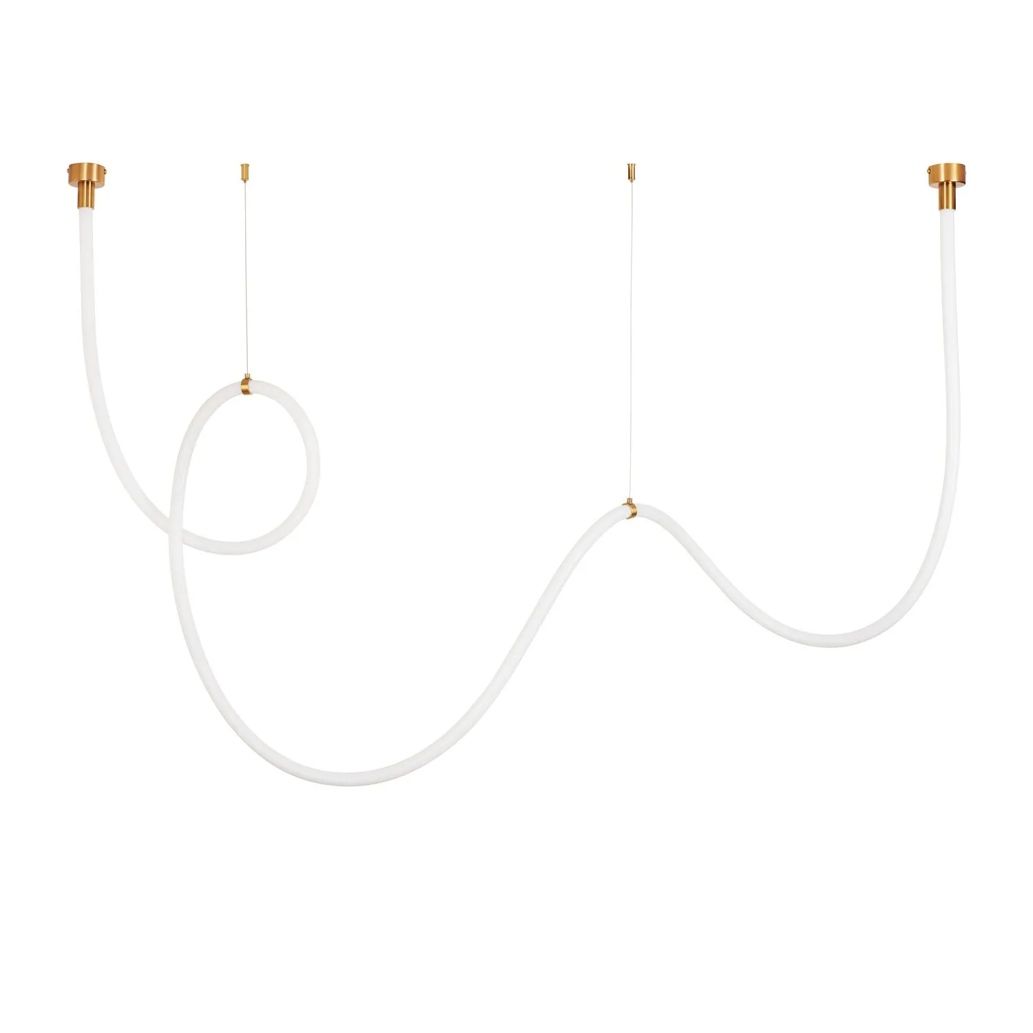 Lampa wisząca SNAKE LED 400 cm - elastyczny przewód LED, 3000K, złote uchwyty