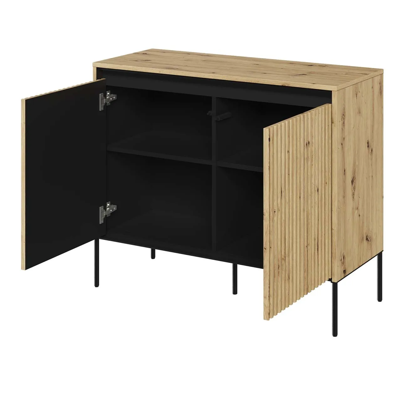 Komoda 2D z oświetleniem dąb artisan/czarny TREND TR02 - obrazek 3
