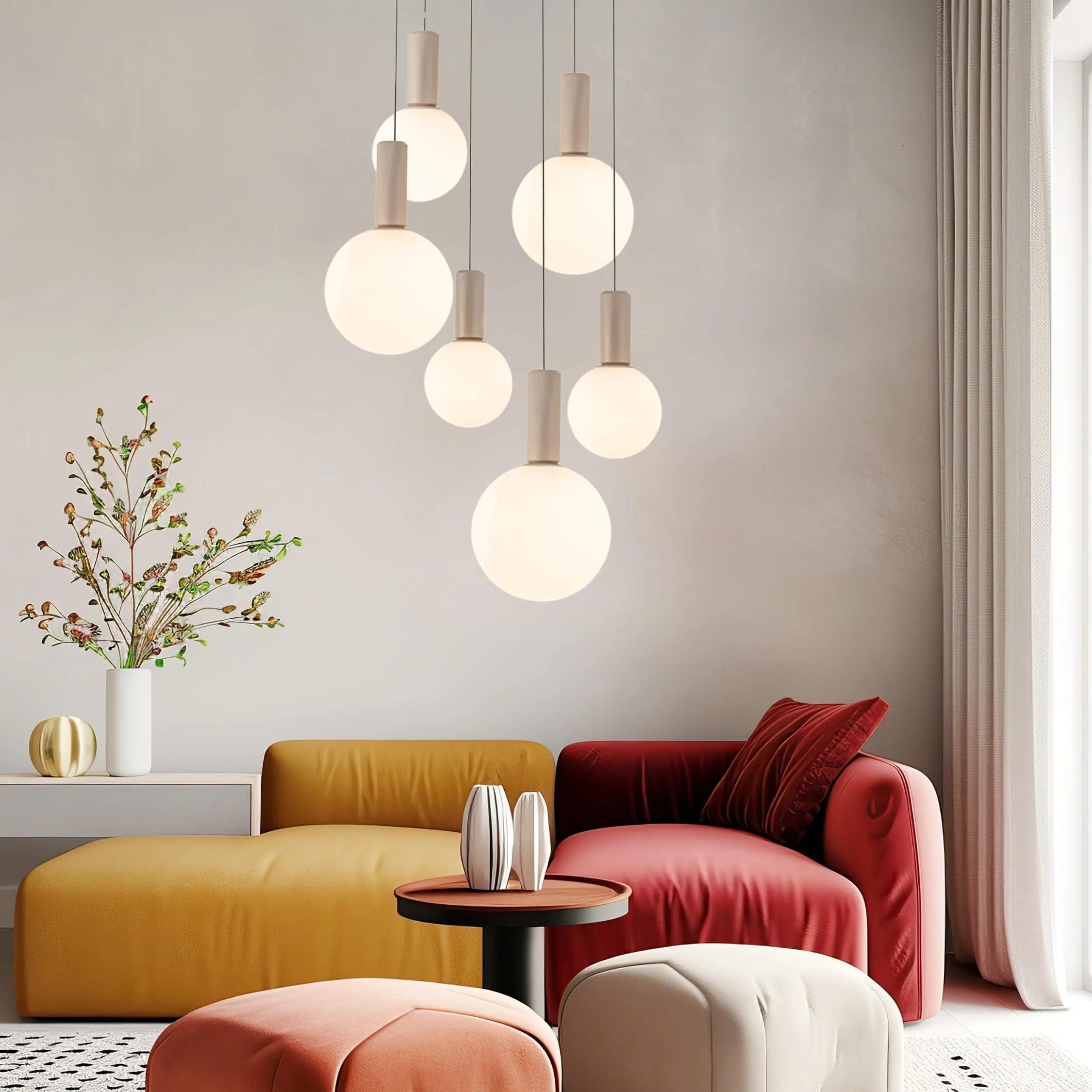 TESTA lampa wisząca talerz beżowy 6x10W G9 klosz biały - obrazek 3