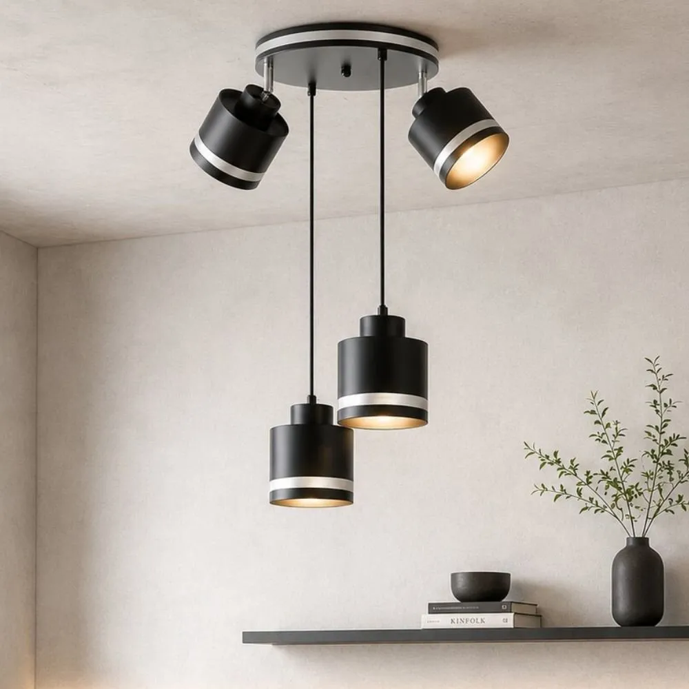 Wama lampa wisząca czarny talerz 4x40w e27 klosz czarny+srebrny - obrazek 2