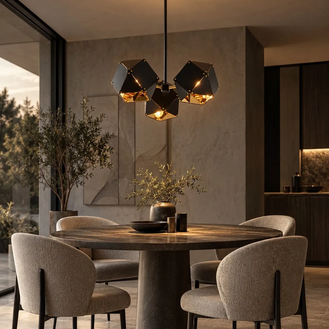 Lampa wisząca NEW GEOMETRY-3 czarno złota 45 cm - obrazek 3
