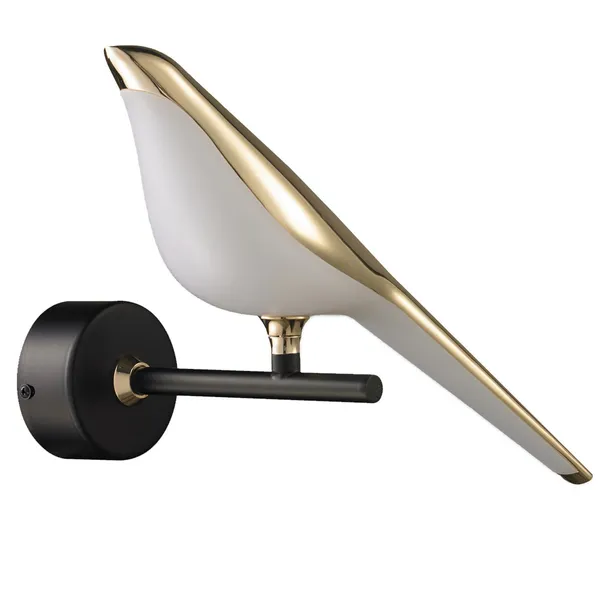 Lampa ścienna PTAK TIT, 28 cm - LED, złoto-czarna