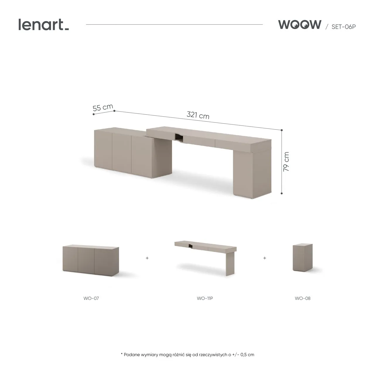 Meble młodzieżowe WOOW SET 06P szampański / clay grey - obrazek 5