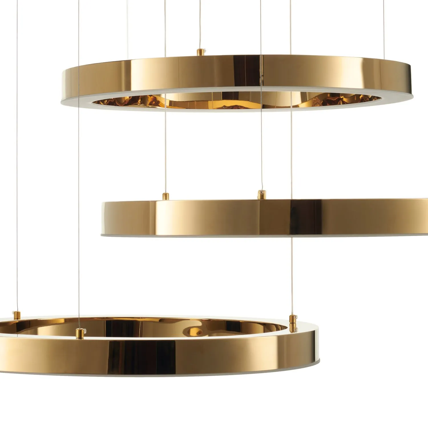 Lampa wisząca CIRCLE 3 60+60+60 cm - LED, ring złoty połysk na 1 podsufitce - obrazek 3