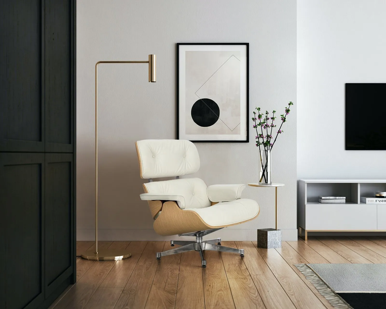 Fotel Vip biały/natural oak/srebrna baza - obrazek 2