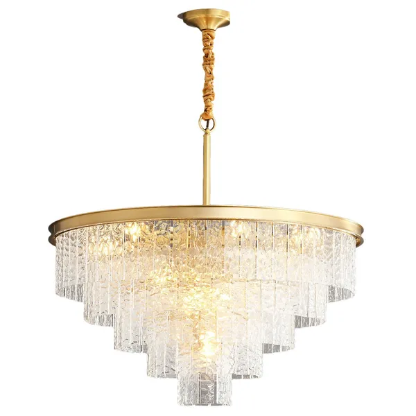 Lampa wisząca ICELAND 60 cm, mosiężno kryształowa