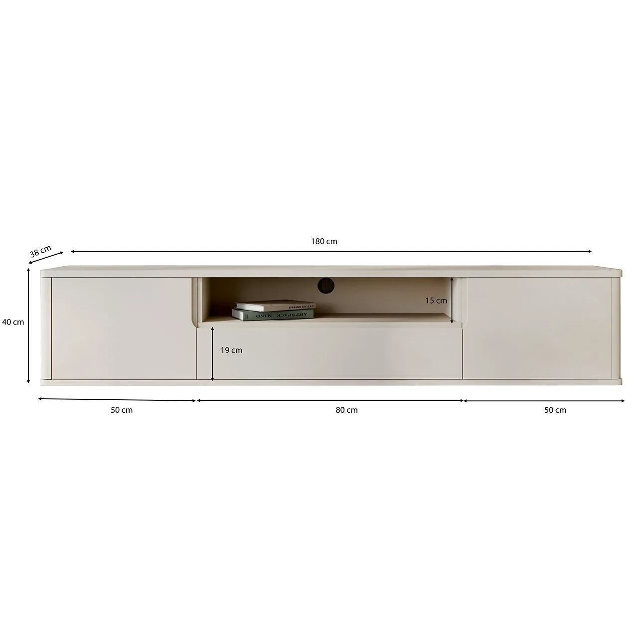 Komoda RTV wisząca RADIUS 180 kaszmir - obrazek 3