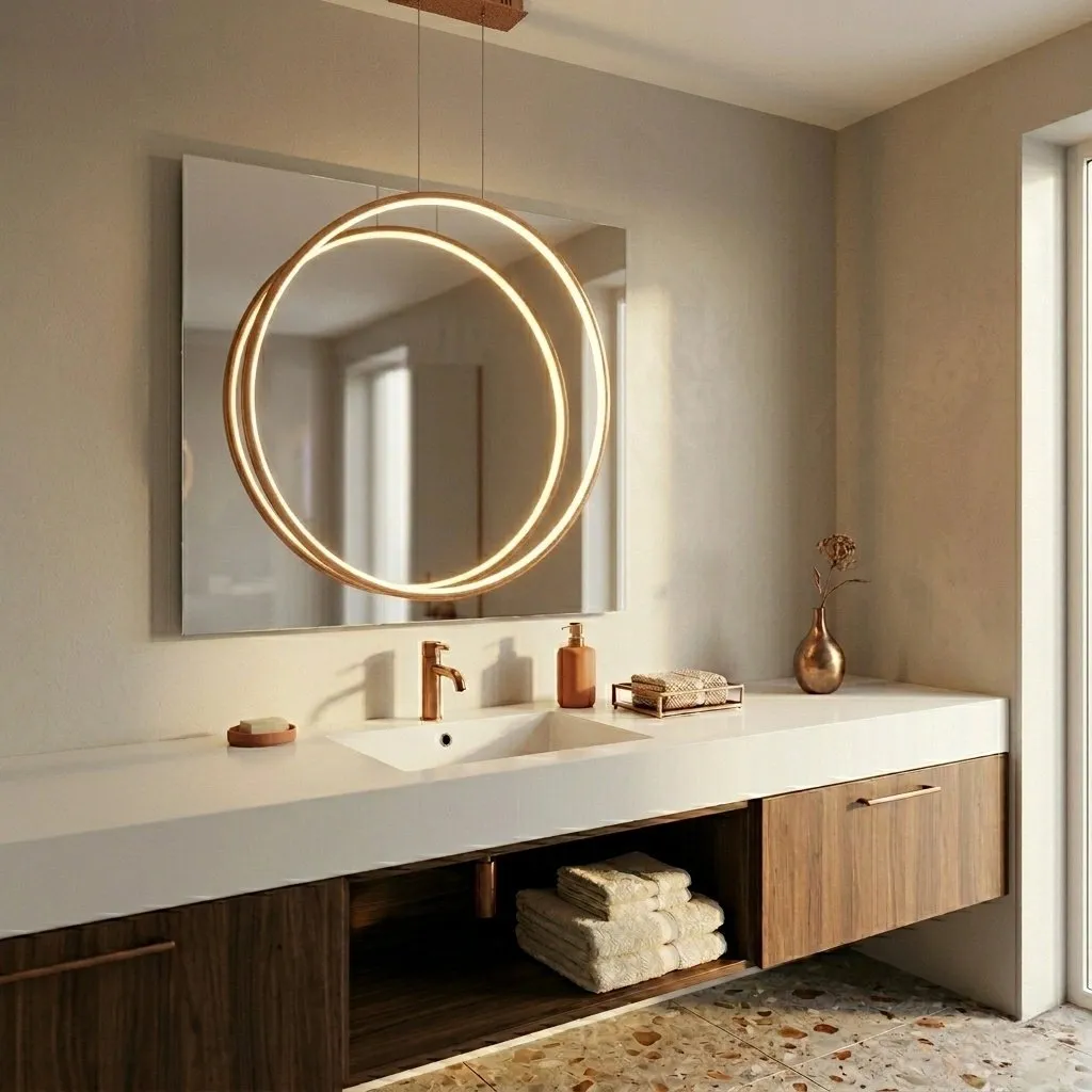 Lampa wisząca Ledowe Okręgi No.1 X 100cm 3k miedziana ściemnialna - obrazek 3