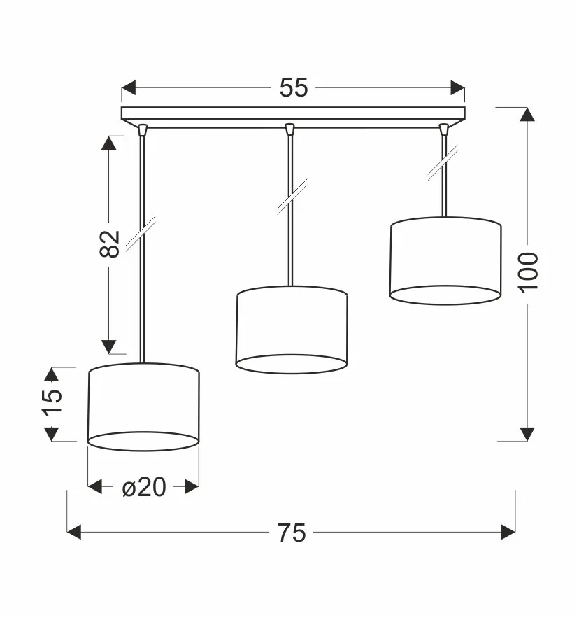 PANDY lampa wisząca czarny 3x40W E27 abażur szary+złoty - obrazek 2