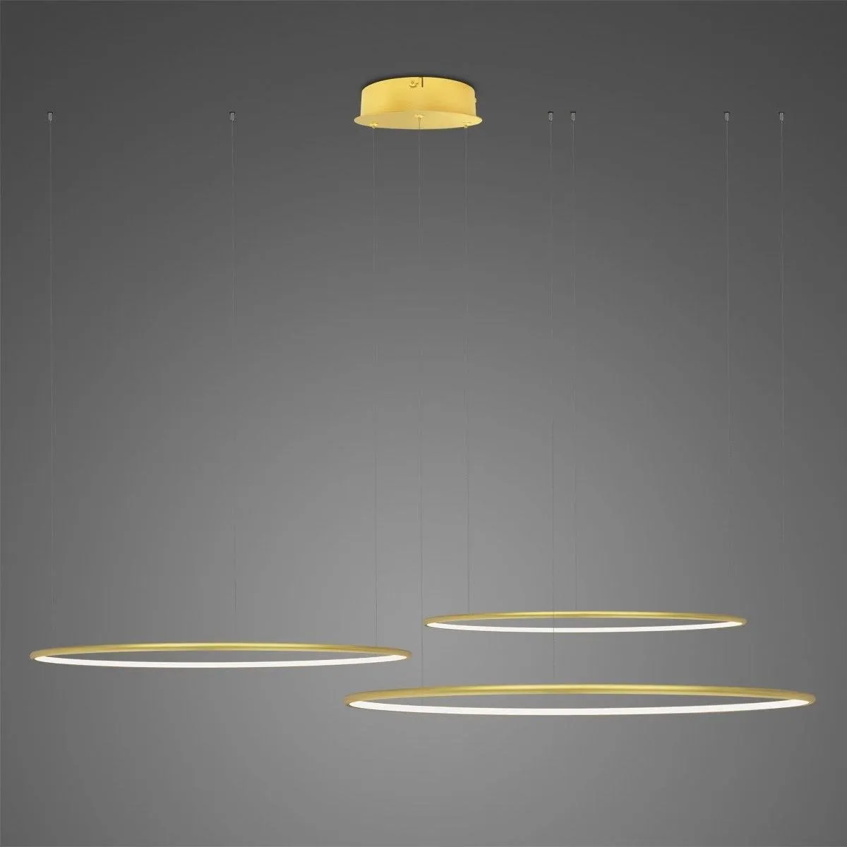 Lampa wisząca Ledowe Okręgi No.3 80cm 3k złota układ 80/60/40 cm