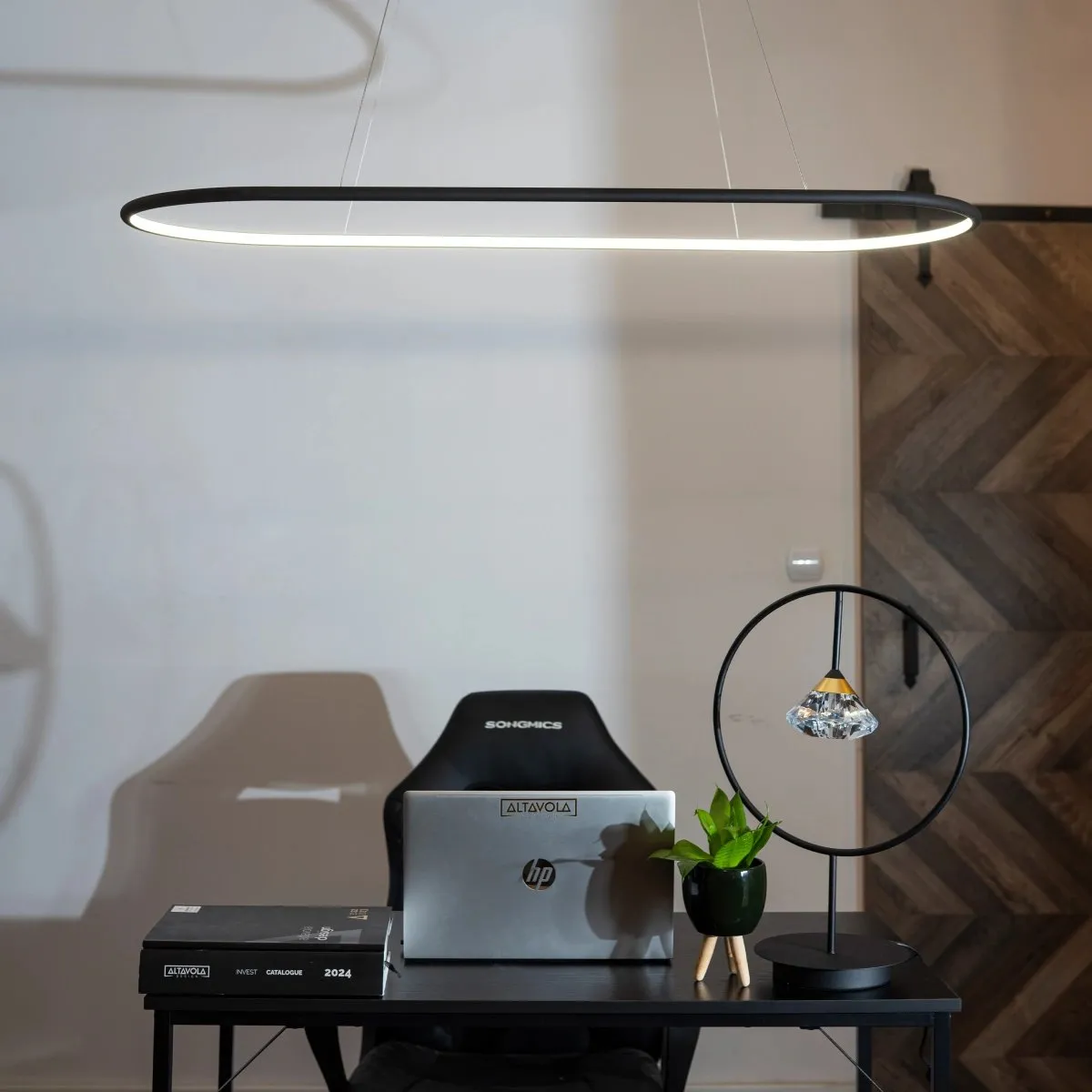 Lampa wisząca Ledowe Okręgi Oval No.1 120cm 3k czarna - obrazek 4