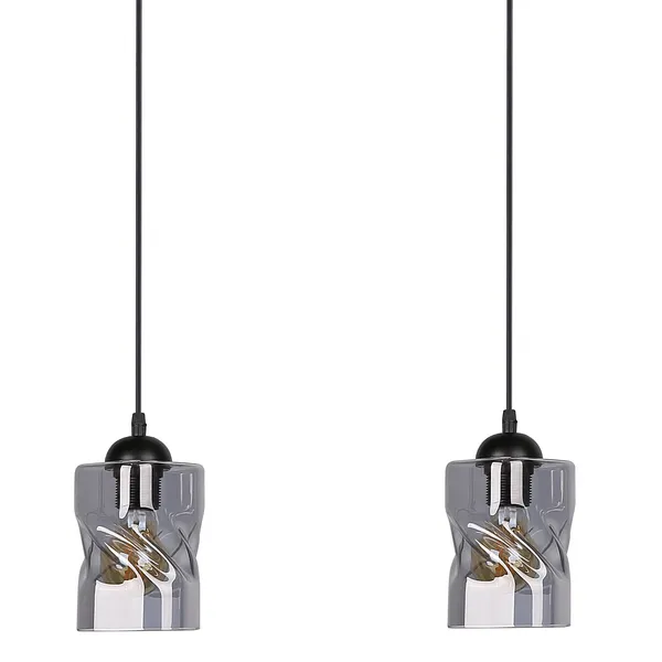 Felis lampa wisząca czarny 2x60w e27 klosz dymiony