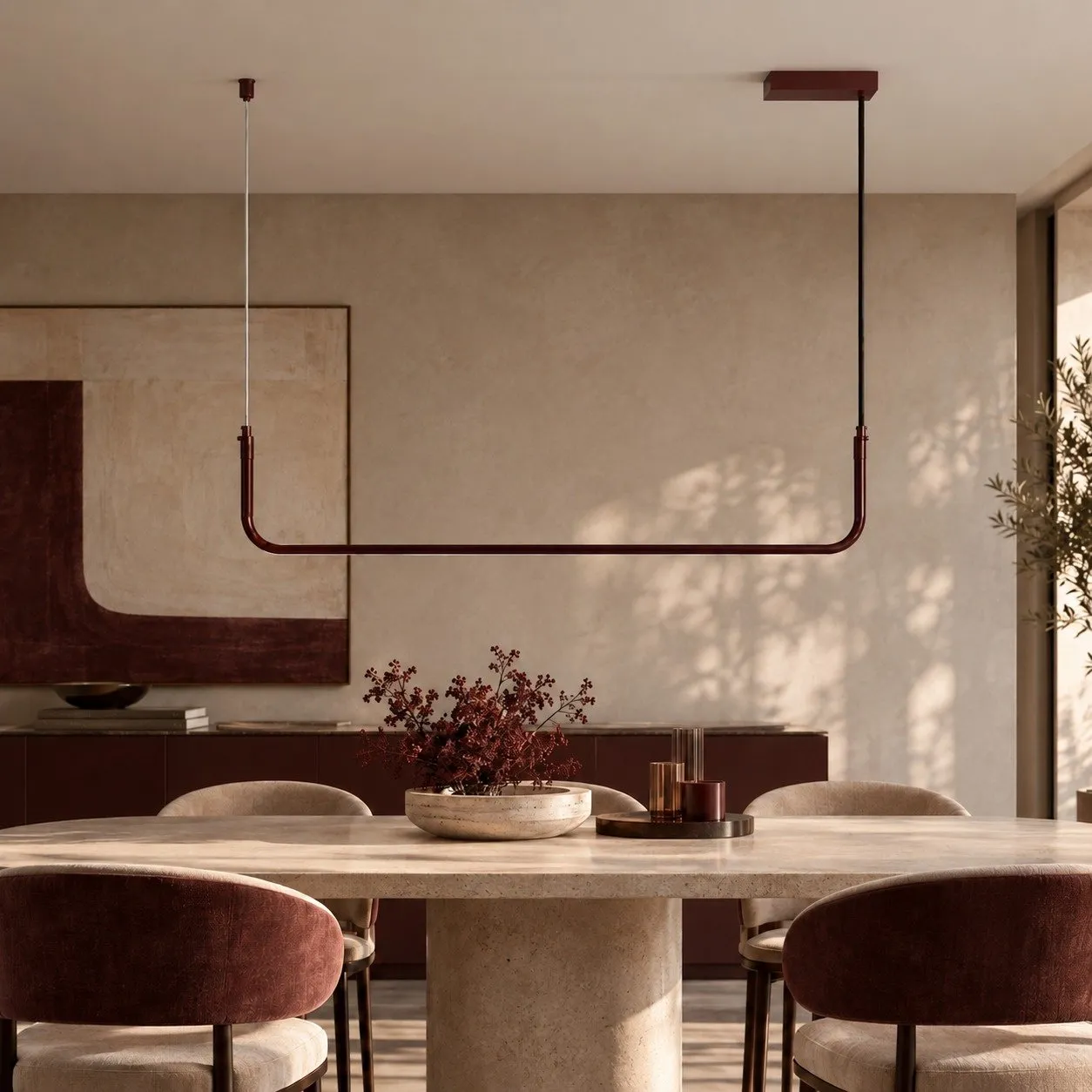 Lampa wisząca MINIMA burgundowa 120 cm - obrazek 2