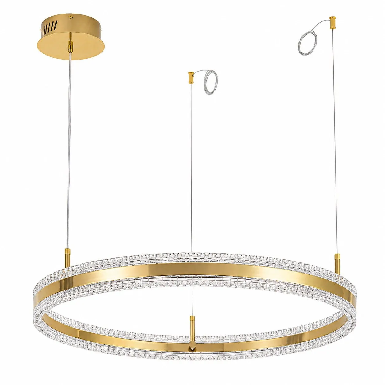 Lampa wisząca ARKADIA LED 80 cm - złoty połysk z kryształowym pierścieniem - obrazek 8