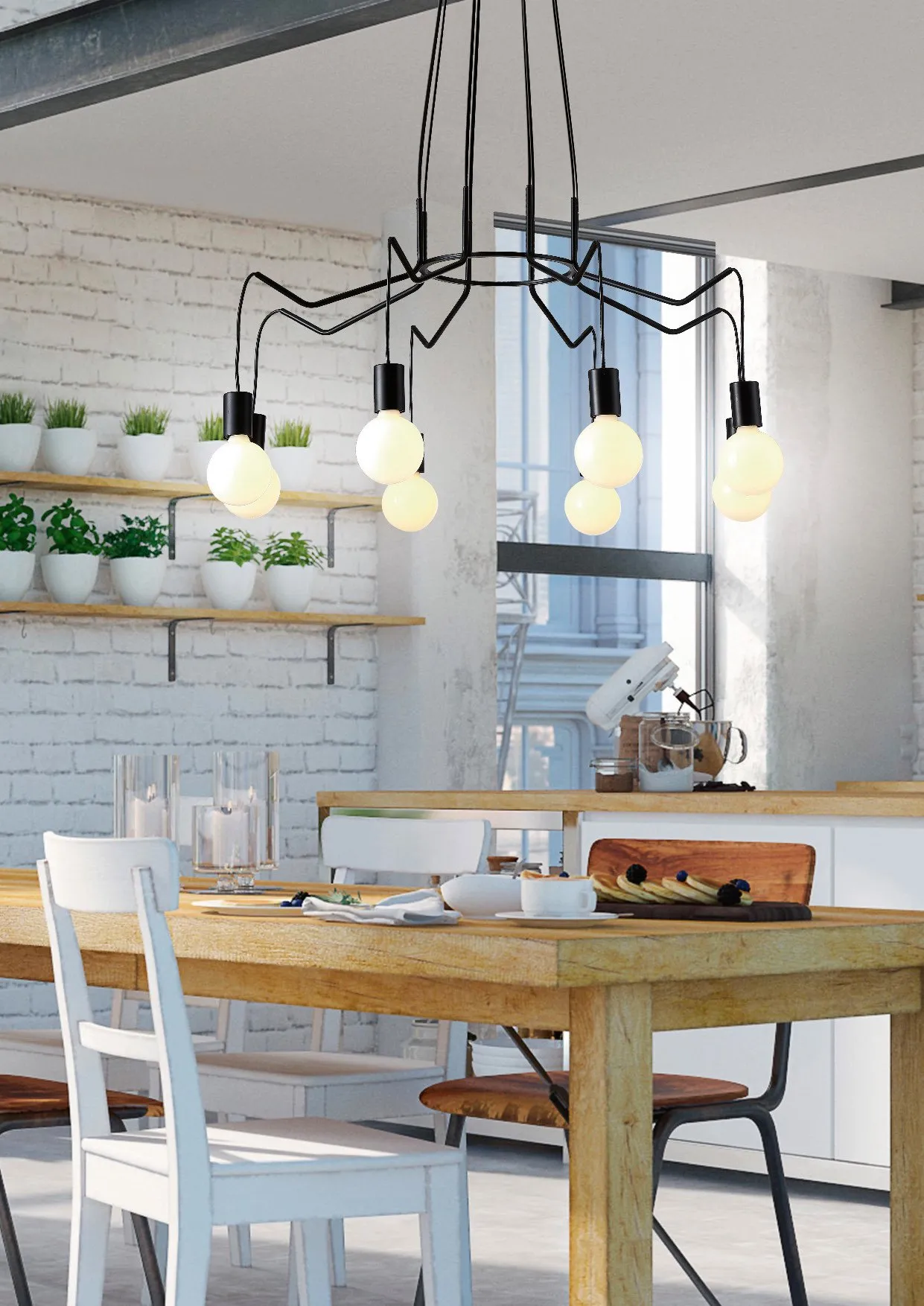 BASSO LAMPA WISZĄCA 8X40W E27 CZARNY MATOWY - obrazek 2