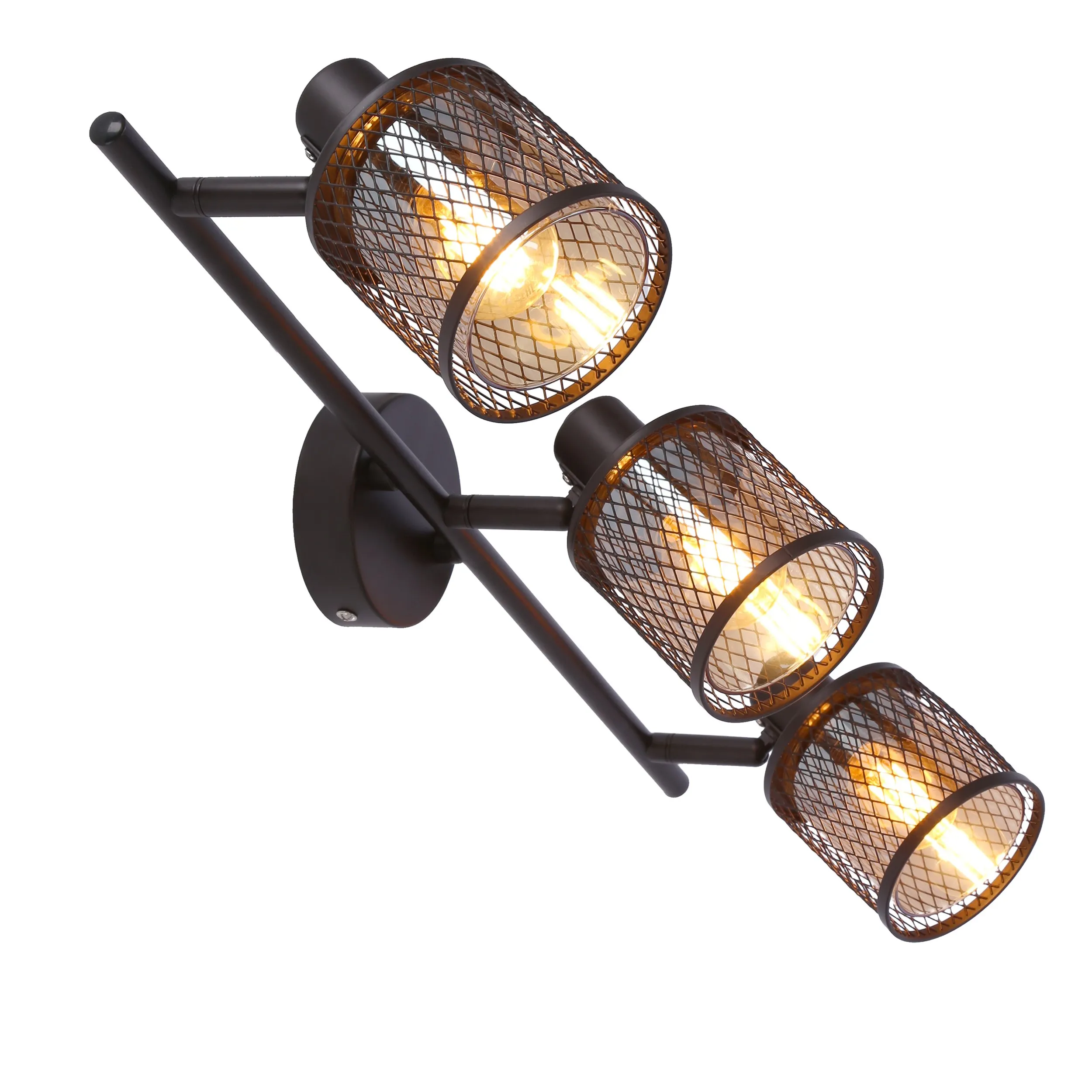 LAMPA SUFITOWA CANABERA KAWOWE ZŁOTO 3X40W E14 KLOSZ BURSZTYNOWY - obrazek 4